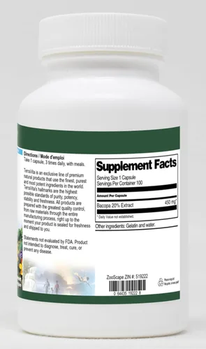 Vista 2 de Bacopa 20% - 450 mg (100 Cápsulas, ZIN: 519222)