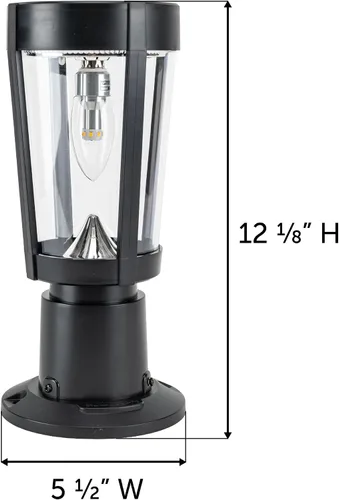 Vista 5 de Gama Sonic Amphora - Lámpara solar para poste de acento, moderna lámpara de 12 pulgadas de altura con base de muelle de montaje empotrado, incluye