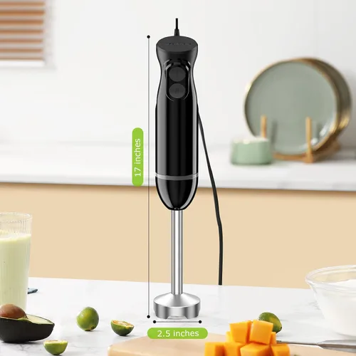 Vista 8 de Bonsenkitchen Hand Blender, Immersion Blender with 2 Mixing Speed, Electric Handheld Mixer Portable Stick Mixer with Stainless Steel Blades for
