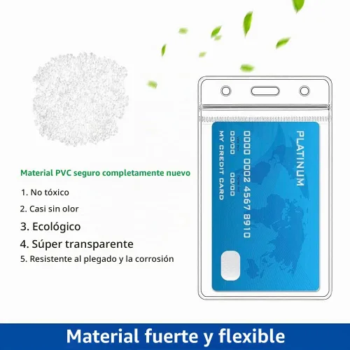 Vista 4 de Portatarjetas de identificación verticales, paquete de 10, funda de plástico transparente para tarjetas de trabajo, cubierta con soporte