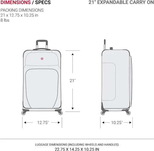 Vista 8 de SwissGear Gris oscuro 3 Piece Set 212527 Equipaje Sion Softside con ruedas giratorias