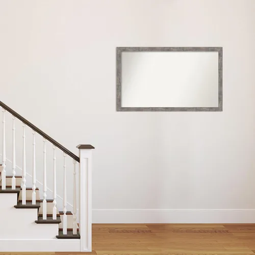 Vista 386 de Amanti Art Silver Bathroom Mirror for Over Sink, 26x35 Custom Made Marred Pewter Rectangle Vanity Mirror, Large Casual Wood Frame, Hangs Horizonally