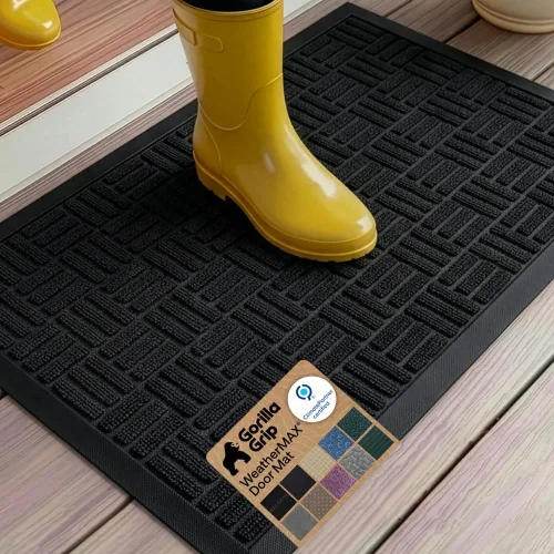 Vista 140 de Gorilla Grip - Tapete WeatherMax todo terreno 100% impermeable, caucho natural, resistente a manchas y decoloración, interior y exterior, fácil