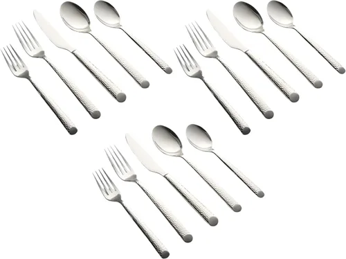 Vista 4 de Cambridge 329320CAMBMS12 Elsa Mirror Hammered - Juego de cubiertos (20 piezas)