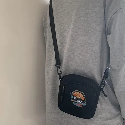 Vista 2 de Bolso de lona pequeño bolso cruzado para hombre, bolsos para mujer, bolso cruzado estético