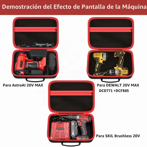 Vista 3 de Estuche rígido de almacenamiento para taladro DEWALT, amoladora angular, para inflador de neumáticos AstroAI y más, funda de transporte EVA de 12 x