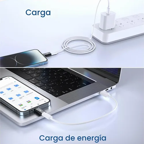 Vista 7 de TechMatte - Juego de 2 adaptadores USB C hembra a Lightning macho, 2.2A de carga y transferencia de datos, compatible con iPhone 14, 13, 12, 11, XS
