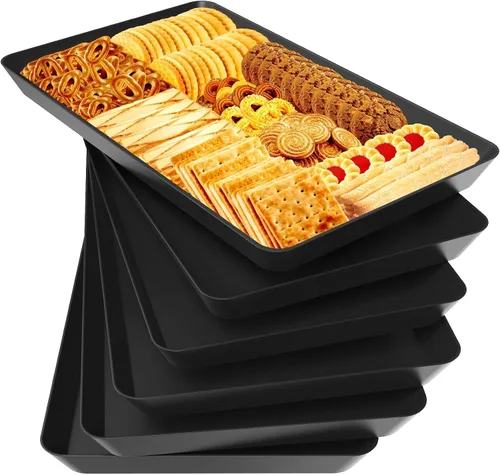 Vista 10 de WOWBOX 4 bandejas de servir para entretenimiento, platos para servir aperitivos, frutas, galletas, postres, bandejas de plástico reutilizables