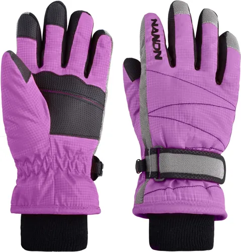 Vista 23 de Kids Ski Snow Gloves, Waterproof Winter Mittens for Boys Girls #01 azul