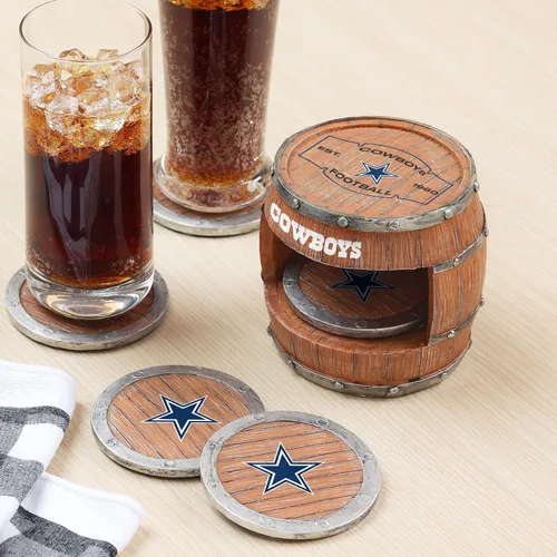 Vista 127 de FOCO NFL Team Logo 5-Pack Barrel Beverage Drink Coaster Set
