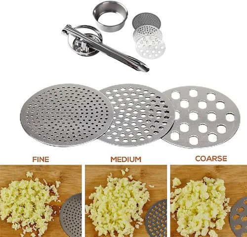 Vista 5 de Ricer profesional de patatas de acero inoxidable, triturador de papas con 3 discos de arroz para arroz grueso y fino, la mejor prensa de papas