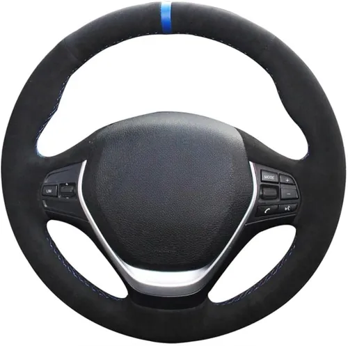 Vista 6 de MEWANT Envoltura de volante de ante negro cosida a mano para BMW 2Series F22 F23 F30 F34 F32 F33 F36 Cubierta de volante DIY