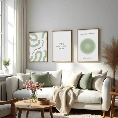 Vista 6 de Arte de pared verde salvia para pared, terapia de oficina, lienzo para decoración de pared, póster motivacional, citas inspiradoras, impresiones