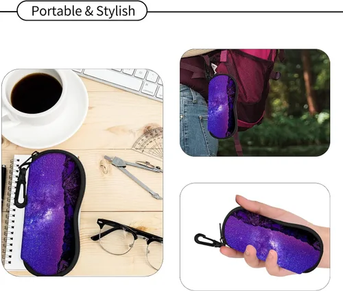 Vista 47 de Hion Sunglasses Case Ultra Light Neoprene Zipper Eyeglass Soft Case with Belt Clip