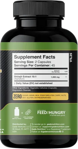 Vista 8 de Gade Nutrition Pure Shilajit Cápsulas Shilajit del Himalaya con ácido fúlvico y minerales esenciales para combatir la fatiga Cápsulas vegetales