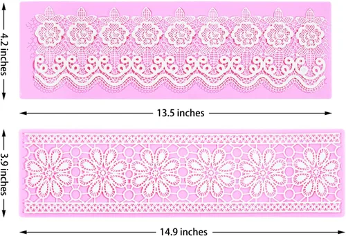 Vista 4 de Moldes de fondant de encaje en relieve, tapete de encaje de flores de múltiples círculos, herramienta de decoración de pasteles de boda, molde