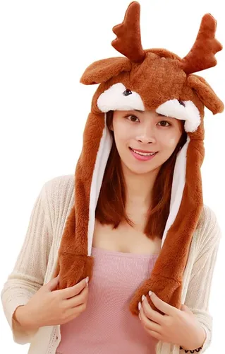 Vista 7 de Topwon Sombrero de conejo de peluche lindo sombrero de conejo, lindo sombrero de animal, sombrero de disfraz, recuerdo de fiesta, gran regalo