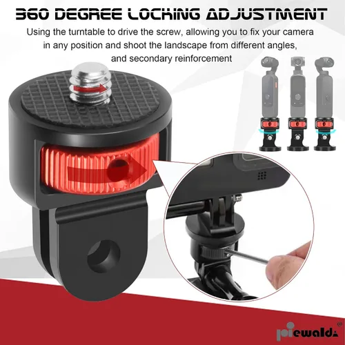 Vista 3 de Niewalda Adaptador de trípode de aluminio, 1 adaptador de conversión de ¼ a 20, compatible con cámaras de acción GoPro, Insta360 X3/Sjcam/cámara
