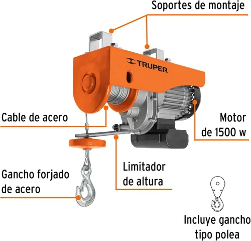 Vista 2 de TRUPER Polipasto eléctrico POLE-400 de 0,4 toneladas