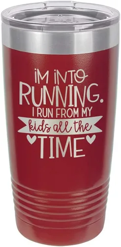 Vista 21 de Taza con texto en inglés "I RUN FROM MY KIDS 20oz Drink Tumbler with Straw », grabada con láser, taza de viaje con divertidas citas de Yeti Rambler