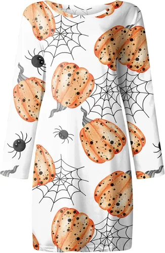 Vista 3 de Vestido de Halloween con estampado casual de manga larga para mujer