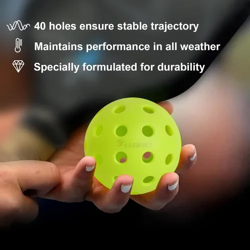 Vista 7 de Paquete de 3/4/12 pelotas de pickleball para exteriores de grado profesional de 40 agujeros, probadas por jugadores con diseño resistente al viento