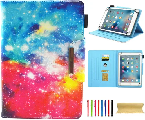 Vista 35 de Funda universal para tablet de 7 pulgadas, piel sintética [ranuras para tarjetas], cubierta magnética, para Samsung Galaxy Tab E/Tab A 7.0, Fire 7