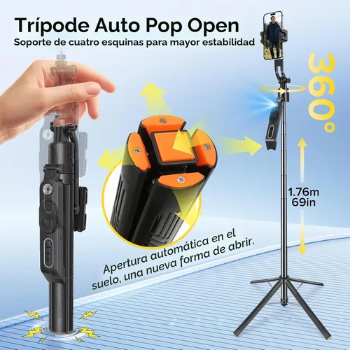 Vista 4 de 72 "auto cara seguimiento selfie stick trípode soporte, seguimiento trípode