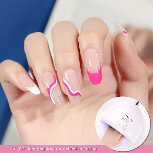 Vista 4 de GAOY Esmalte de uñas de gel, 6 colores clásicos, negro, blanco, dorado, plateado para diseño de pintura de uñas con pincel fino, manicura francesa