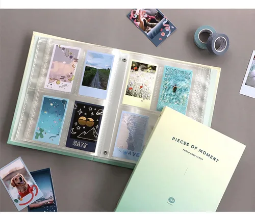 Vista 5 de Álbum de fotos estético simple y encantador coreano de tapa dura para tarjetas fotográficas kpop, polos, polaroides, tarjetas de visita, tarjetas