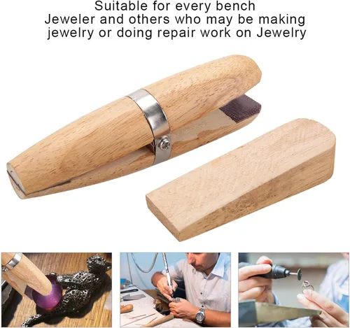 Vista 4 de Joyzan Abrazadera de anillo de madera, joyeros de madera, soporte de banco, mordazas de cuero, mandíbulas de cuero, herramientas manuales
