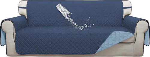 Vista 59 de ISSUNTEX Fundas de sofá de dos plazas con doble protección 100% impermeables para sala de estar, fundas para sofá de 2 cojines, protector de muebles