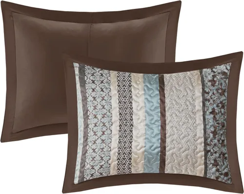 Vista 13 de Madison Park Princeton - Juego de colcha reversible acolchada, reverso sólido de verano transpirable, capa de ropa de cama ligera para todas