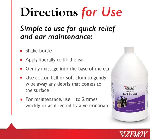 Vista 5 de Zymox Solución limpiadora de oídos para perros y gatos, 1 galón