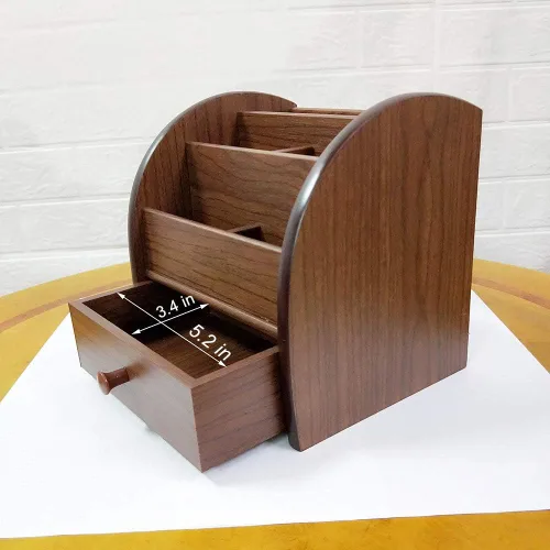 Vista 7 de N Organizador de almacenamiento de control remoto con cajón de oficina de madera papelería organización titular de la pluma Necesidades diarias