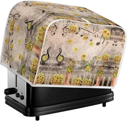Vista 6 de Fundas decorativas para tostadora de notas musicales otoñales de 2 rebanadas para electrodomésticos de cocina pequeños, cubierta reversible