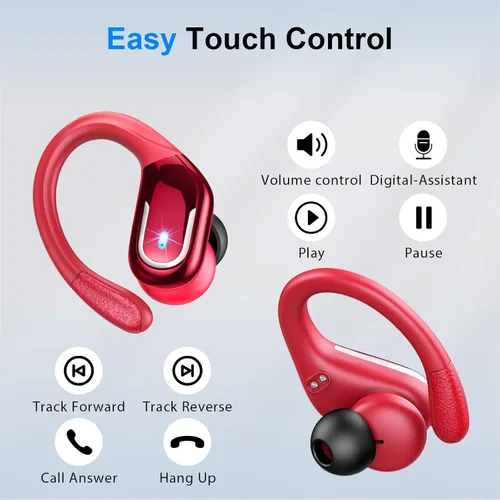 Vista 7 de Auriculares inalámbricos deportivos, Bluetooth 5.4, auriculares Bluetooth 2025 con estéreo de 75 horas, 4 micrófonos ENC, auriculares con ganchos