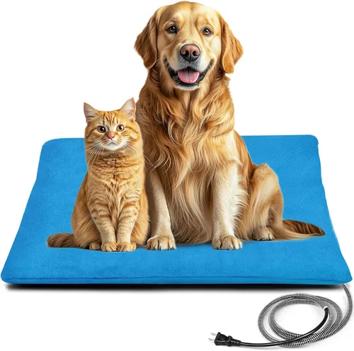 Vista 13 de Almohadilla térmica para mascotas al aire libre para perros y gatos, cama calefactada impermeable para perros y gatos de varios tamaños para Azul