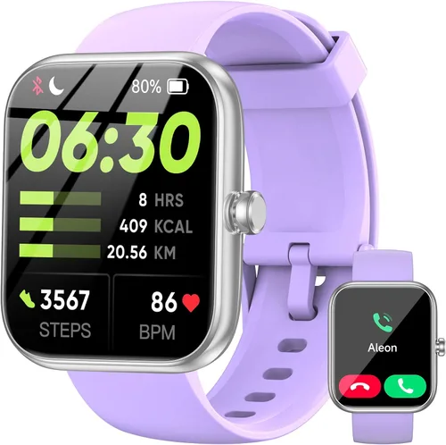 Vista 2 de Reloj inteligente con Alexa incorporado, pantalla táctil HD de 1.83 pulgadas, notificaciones/llamadas Bluetooth, impermeabilidad IP68, más de 120