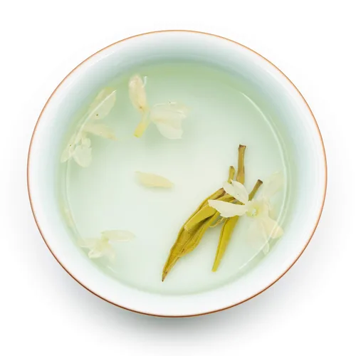 Vista 5 de Oriarm Bi Tan Piao Xue - Té verde con flores de jazmín 2023, lata de 5.82 onzas, té verde de jazmín chino, hoja suelta, Yuqian 1er grado, cultivado