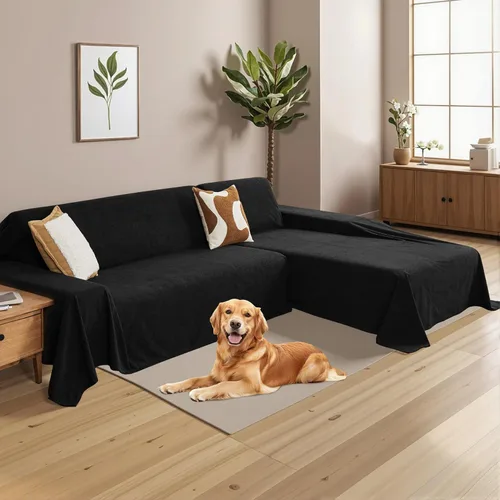 Vista 24 de MYSKY HOME Funda de Sofá Seccional para Perros, 2 Piezas Fundas de Sofá para Sofá en Forma de L, Funda de Sofá Lavable, Protector de Muebles Funda