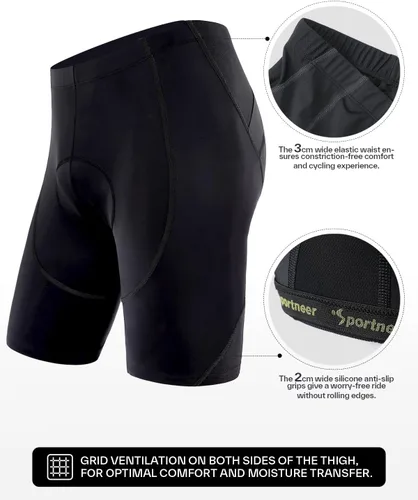 Vista 3 de Sportneer Pantalones cortos de ciclismo acolchados para hombre, acolchado 4D, pantalones cortos de ciclismo para hombre, transpirables y absorbentes
