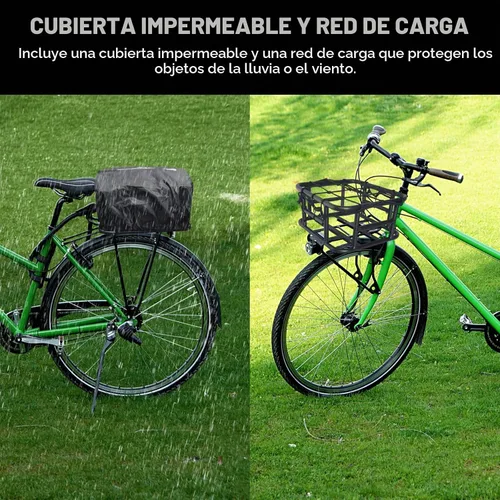 Vista 7 de RAYMACE Cesta trasera para bicicleta con red de carga y forro Cesta grande para bicicleta, montaje perfecto para bicicleta eléctrica Large Bicycle
