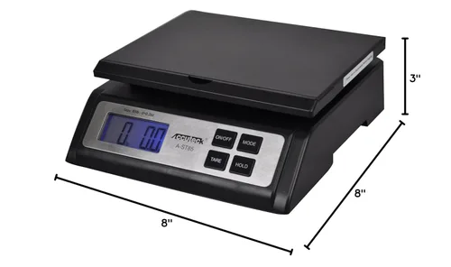 Vista 2 de Accuteck – Balanza de envíos postales de alta resistencia, con exhibidor extra grande, baterías y adaptador de CA (A-ST85C)
