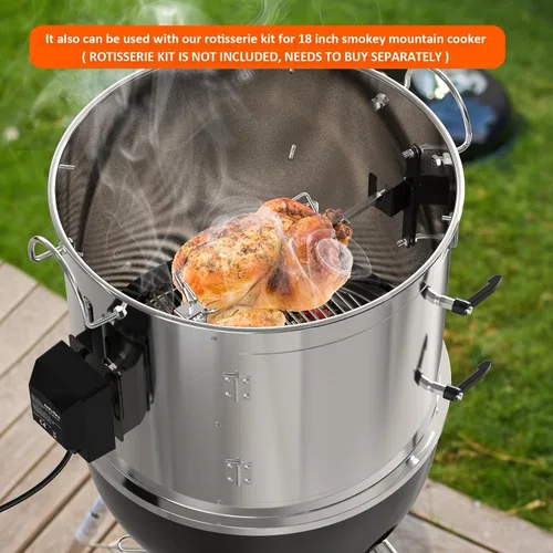 Vista 4 de onlyfire Kit para ahumar parrilla de acero inoxidable, accesorio para colgar costillas para parrillas Weber de carbón de 18 pulgadas, convierte tu