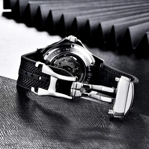 Vista 5 de Relojes automáticos de buceo Pagani Design 007-Model para hombre, movimiento NH35, materiales de acero inoxidable, bisel de cerámica giratoria Hule