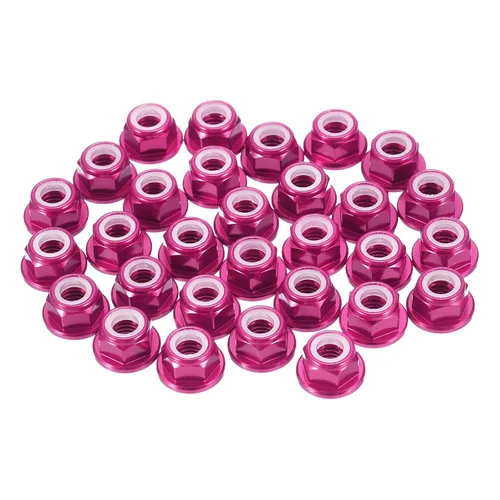Vista 28 de MECCANIXITY 30 piezas de tuercas de bloqueo de aleación de aluminio M3 con paso de 0.5 mm, tuercas hexagonales con brida de nylon con rosca serrada