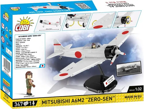 Vista 10 de COBI Colección Histórica Segunda Guerra Mundial Mitsubishi A6M2 Zero-SEN Plane