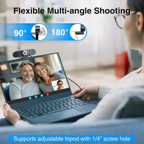 Vista 5 de EMEET C980 PRO Cámara web 4K 3-en-1 con micrófono y altavoz, cámara web de gran angular de 60°-98° con 4 micrófonos con cancelación de ruido, 2