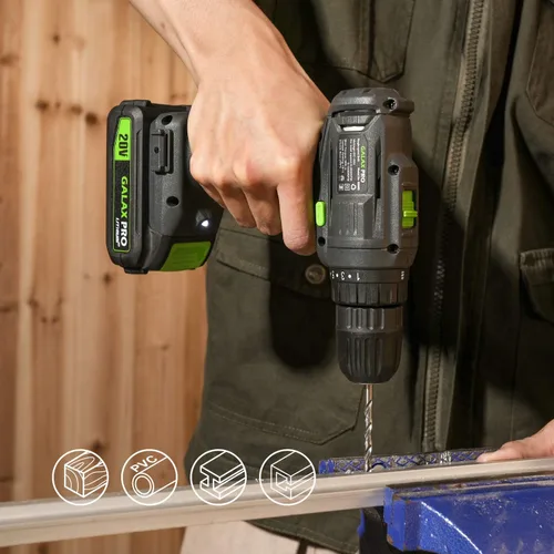 Vista 7 de Kit combinado de taladro y destornillador de impacto de 20 V máx. 2 velocidades, taladro inalámbrico GALAX PRO/destornillador de impacto con 1